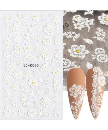 LIULI 5D Embossed Lace Butterfly Nail Art Stickers - Black & White | Adhesive Decals for Spring/Summer Decor - Buy Online on GoSupps.com