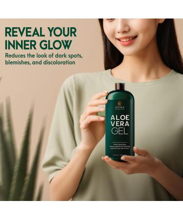 Buy Pure Aloe Vera Gel for Face Hair & Skin | Organic 95% Aloe Chamomile & Vitamin E - Sunburn Relief | 16 fl oz - Buy Online on GoSupps.com