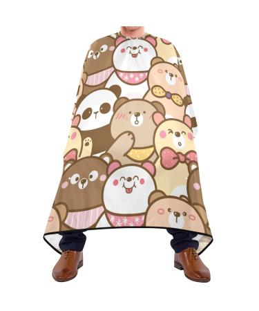Waterproof Barber Cape -Funny Cute Cartoon Bear and Panda Cheetah Haircut Bib for Men Unisex Hair Cutting Cape(8rp1a)
