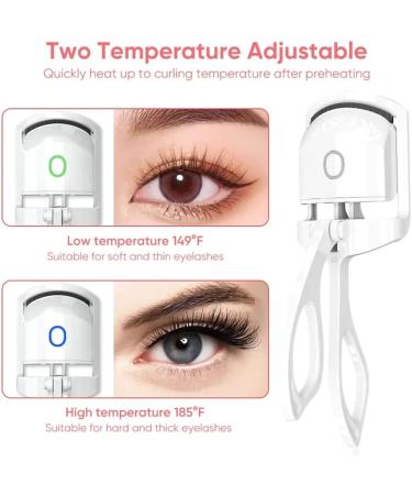 Heated Eyelash Curler Rechargeable Electric Eyelash Curler Heated Eyelash Clip for Make Up Professional Lash Curler for All Eye Shapes Ideal Gift for Women Girlfriend (White) - Buy Online on GoSupps.com