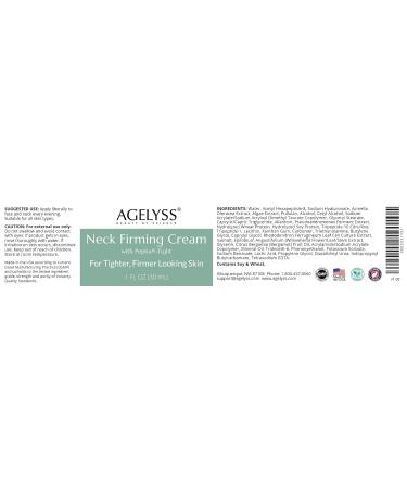 Agelyss Neck Firming Cream - With Pepha-Tight and Gatuline Expression - Paraben-Free Cruelty-Free Vegan - 1 FL OZ - Pack of 1 - Buy Online on GoSupps.com