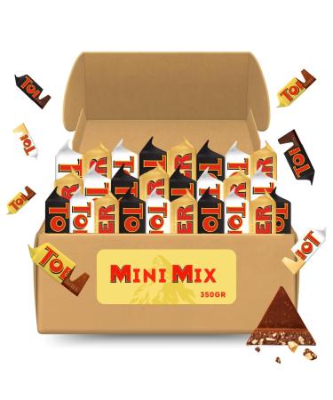 DUPLEIX Mini Mix Swiss Toblerone Chocolates Assortment 350g Milk Dark and White Individual Delicious Bites Ideal Gift Coffee Break or Office Snack Convenient Sharing Box