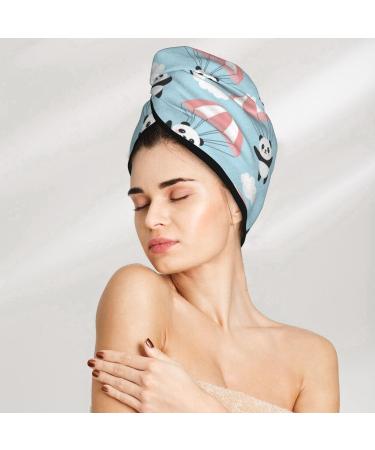 Cute Panda Microfiber Hair Towel Wrap - Super Absorbent Coral Velvet Quick Dry Cap for Long Curly & Thick Hair - Ideal for Women - Buy Online on GoSupps.com