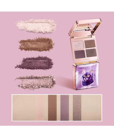 Zeesea Tipsy Kitty Eyeshadow Quad - Waterproof Matte & Shimmer Palette for Catgirls (Destiny Guardian - Purple Tones) - Buy Online on GoSupps.com