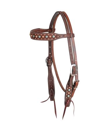 Martin Saddlery Browband Headstall with Floral Spot Dots, Chocolate
