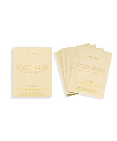 Karuna Exfoliating+ Foot Mask, Dead Skin Remover for Feet in Cream and Oil-infused Booties with Ultra-sonic Sealing Technology, Softens for Smooth Skin, Reformulated (4 Pairs of Foot Masks) 4 Count - Reformulated Clear
