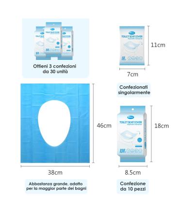 Disposable Toilet Seat Covers - 30 Count Travel Set for Adults & Kids - Individually Wrapped Portable Covers for Potty Training - 3 Packs - Waterproof - Ideal for Public Toilets, Cruise, Plane & Train - 15.5x17.9 Inch - Buy Online on GoSupps.com