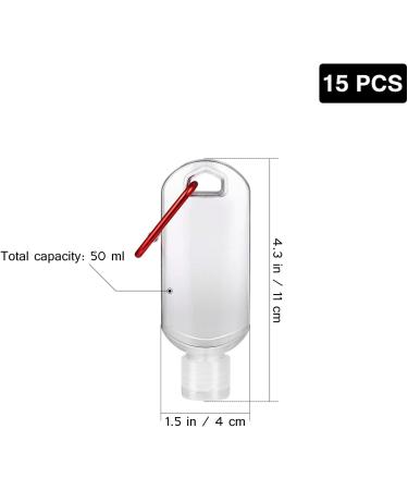 TOPBATHY 15pcs 50ml Refillable Travel Hand Soap Containers with Hook (Random Color) | Transparent Empty Liquid Bottles - Buy Online on GoSupps.com