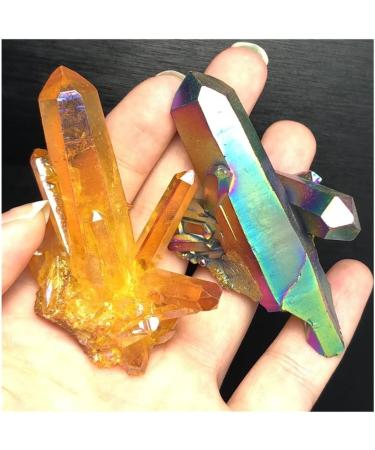 2pcs Beautiful Aura Crystal Cluster Angel Aura Titanium Quartz Crystal Stunning Rainbow Specimen Minerals s Stone Crystal Reiki - Buy Online on GoSupps.com