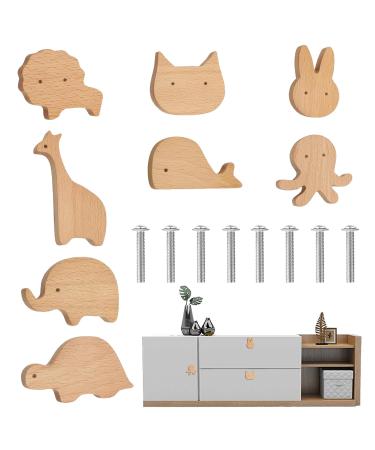 Cabinet buttons wood for children's room 8 PCs wooden handles for cupboards furniture buttons wood furniture buttons animal shapes animal wood drawer handle animal shape furniture buttons children drawer buttons gift idea