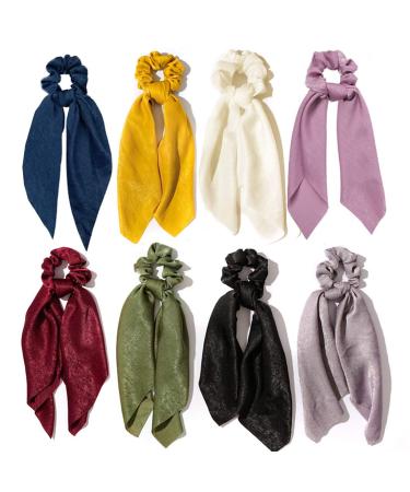 8 pieces chiffon hair hair tie bowknot satin silk hair band elastic ponytail brackets hair jewelry for women girls (deep colors) - Buy Online on GoSupps.com