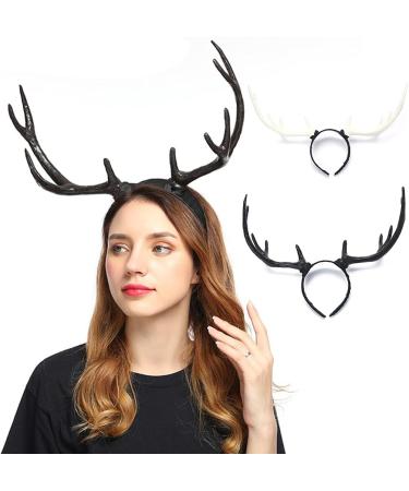 amangul Women Deer Horn Headdress Party s Elk Headband for Halloween Party Christmas for Creative Cosplay Hair Accessories(White) - Buy Online on GoSupps.com