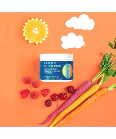 BIOHM Super Kids Superfood Powder + Probiotics - Berry Blast | 30 Servings | Gluten Free Dairy Free Non-GMO No Artificial Ingredients - Buy Online on GoSupps.com