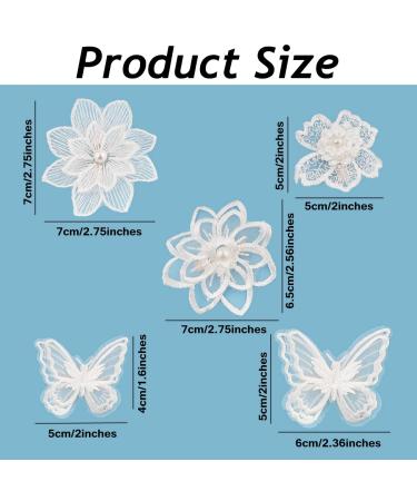White Butterfly Flower Hair Clips - 18 Pieces 3D Embroidery Soft Lace Pins for Women & Girls | Elegant Alligator Clips Hair Accessories - Buy Online on GoSupps.com