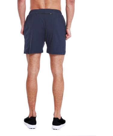 EZRUN Men's 5 Running Shorts with Liner & Zipper Pockets - Navy Blue/Black, Medium (2 Pack) - Buy Online on GoSupps.com