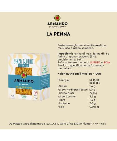 Armando La Penna gluten-free multigrain pasta with corn brown rice and quinoa 400 g + Italian Gourmet Pelati 400 g - Buy Online on GoSupps.com