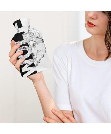 Hot Water Bottle with Lid - Wolf Design Rubber Bag for Pain Relief Cramps & Cold Therapy - Buy Online on GoSupps.com
