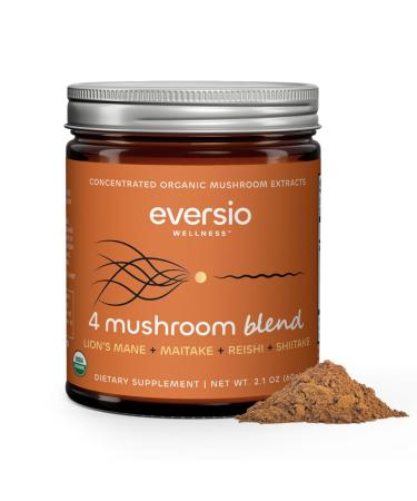 Eversio Wellness 4 Mushroom Blend Mushroom Powder- 60 Servings (60g) Balance Blend Powder Blend for Mushroom Coffee Maitake Shiitake Lion s Mane and Reishi Extracts