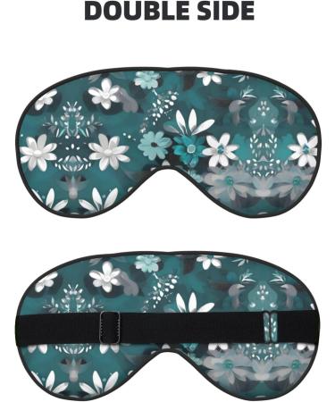 Teal Grey & White Floral Eye Mask - Soft Adjustable Sleep Mask for Men & Women | Nighttime Comfort - Buy Online on GoSupps.com