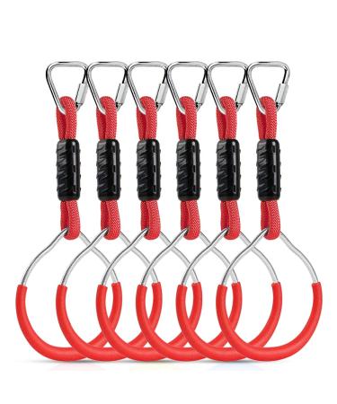 6 Pack Ninja Rings Playground Equipment for Slackline Ninja Warrior Obstacle for Kids Monkey Ring Climbing Ring Obstacle Ring (Red/6pcs)