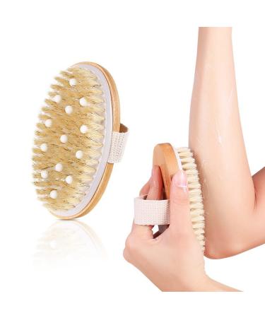 Body Scrubber Dry Brushing Gentle Body Skin Exfoliating Shower Bath Brush for Improve Circulation Cellulite and Lymphatic Drainage  Natural Bristles and Exfoliating Sponge One Each