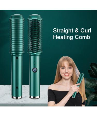 Buy Electric Hair Straightener Comb RC-208 - USB Charging Ceramic Curler (Green) | International Shipping Available - Buy Online on GoSupps.com