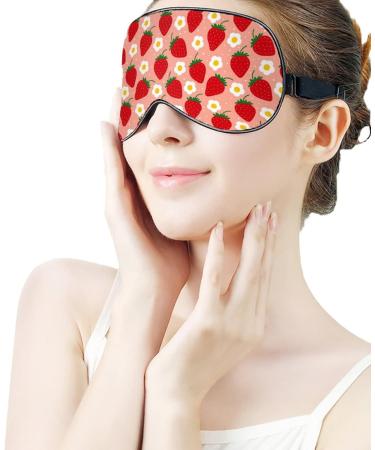 Buy Strawberry Fruit & Flowers Sleep Mask for Women | Adjustable Eye Shades with Elastic Strap - Perfect Sleep Accessories - Buy Online on GoSupps.com