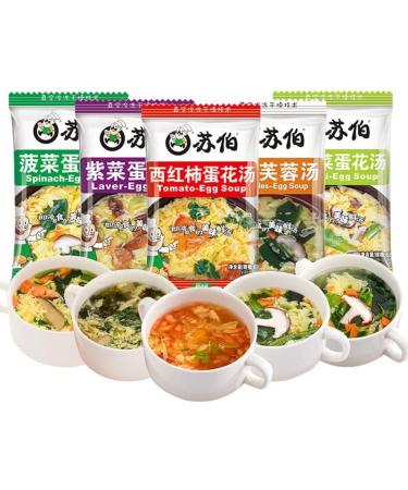 Tomatoes Soup 6g/bag Variety Flavor Chinese Food Healthy and Nutritious Ready-to-Eat Breakfast Instant Vegetable Soup Wild Greens Spinach Seaweed cabbage fresh Vegetables (Spinach soup 40bags) Spinach soup 40bags - Buy Online on GoSupps.com