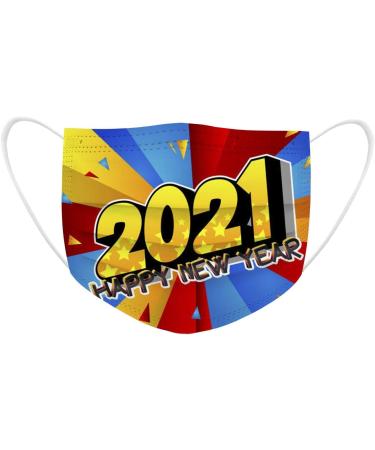 ZQP 50PCS Happy New Year Face_Mask for Women Men 2021 Disposable Breathable 3 Ply Filter Face Protective Balaclava Mouth Dustproof Anti-Droplets Face Scarfs Bandanas for Adults Goodbye 2020 - Buy Online on GoSupps.com