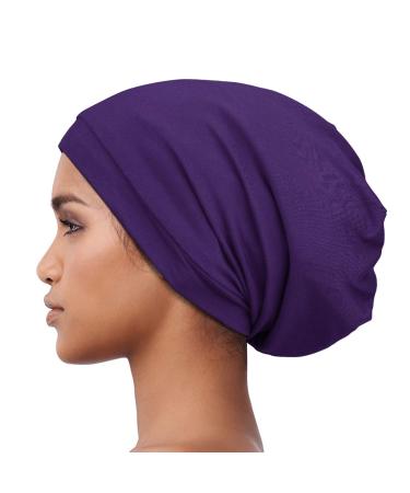 Alnorm Trendy Oversized Stretchy Slouchy Beanie Hat Soft Warm Cap Purple
