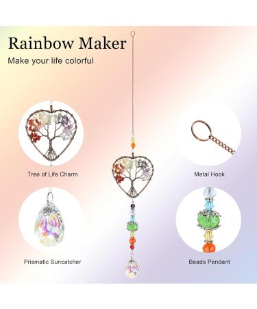 Tree of Life Heart Chakra Quartz Gemstone Suncatcher - Spiritual Gifts for Women - Buy Online on GoSupps.com