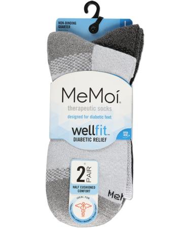 MeMoi Diabetic Half Cushion Quarter Socks - 2 Pairs Pink/White Size 9-11 | Comfortable & Supportive International Shipping - Buy Online on GoSupps.com