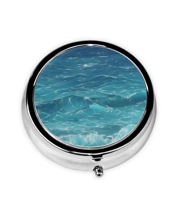 The Deep Blue Searound Pill Box 3 Compartments Round Pill Box Organizer for Purse Or Pocket Portable Travel Pill Box