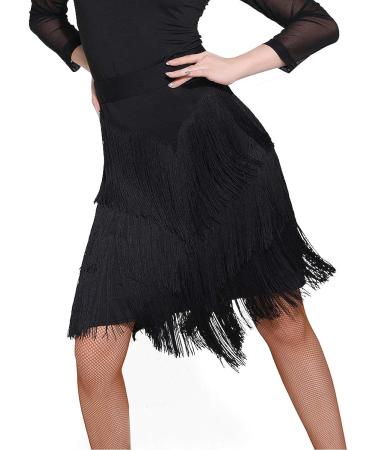 Z&X Women's Fringe Split Leg Dance Skirt with Shorts - X-Large Black - Buy Online on GoSupps.com