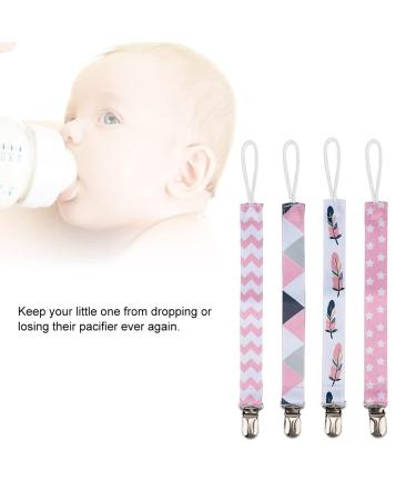 Baby Pacifier Clip Set of 4 - Durable Cotton Strap Nipple Holders for Toddlers - International Shipping Available - Buy Online on GoSupps.com