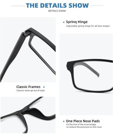 4 Pack Blue Light Blocking Computer Readers - JAWSOCK Rectangular Frame Glasses for Men Women, Anti-Eyestrain/UV, 1.5x Magnification - Buy Online on GoSupps.com