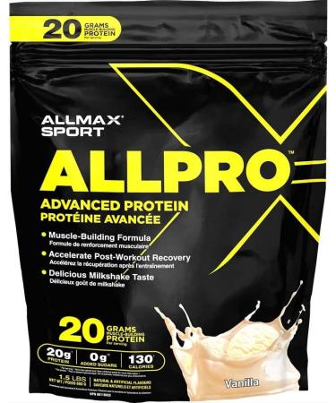 Allmax Sport Allpro Advanced Protein 100% Whey Protein (Vanilla 1.5 LB) Vanilla 1.5 LB