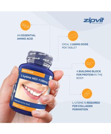 L-Lysine 1100mg Tablets - High Strength Essential Amino Acid - Vegan & Vegetarian - 90 Tablets (3 Months Supply) - Buy Online on GoSupps.com