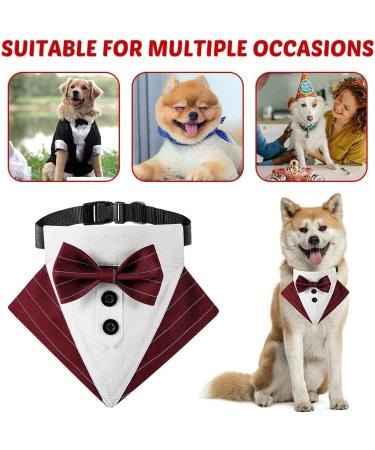 Mioyoow Adjustable Formal Dog Bandana Collar | Tuxedo Wedding Bib for Small & Medium Dogs - Stylish Pink Scarf with D-Ring - Buy Online on GoSupps.com