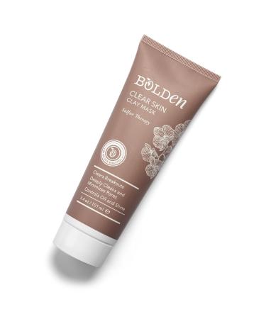 BOLDEN Clear Skin Clay Mask with Sulfur | Deep Pore Cleansing Breakout Prevention & Oil Reduction | Best for Sensitive Skin | 3.5 fl oz - Buy Online on GoSupps.com