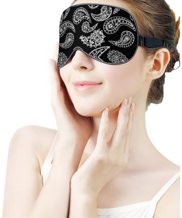 Black and White Paisley Sleep Mask for Women | Adjustable Eye Shades with Elastic Strap | Comfortable Sleep Accessories - Buy Online on GoSupps.com