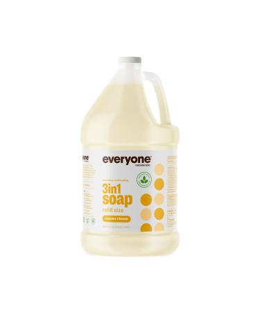 Everyone 3-in-1 Soap, Body Wash, Bubble Bath, Shampoo, Coconut and Lemon, Coconut Cleanser with Organic Plant Extracts and Pure Essential Oils, 1 Gallon, 1 Count