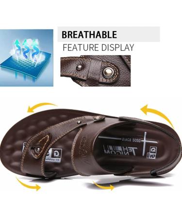 Men's Leather Flip Flops for Plantar Fasciitis | Lightweight Bunion Splints & Vintage Orthopedic Sandals - Size 9.5 Black - Buy Online on GoSupps.com