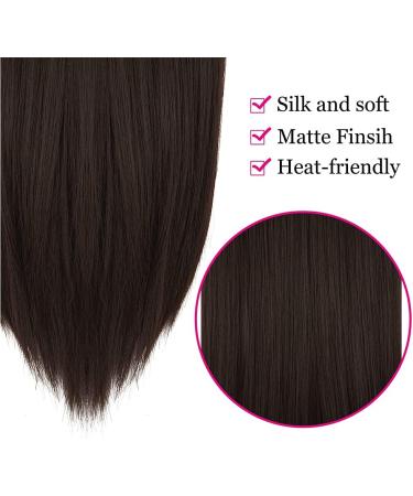 OMGREAT Halo Hair Extensions Synthetic Ombre Dark Brown 125g 22 Inch - Invisible Fish Line - Long Straight Hairpiece - Buy Online on GoSupps.com