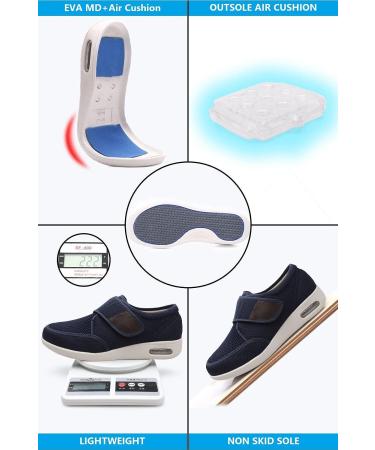 CBMTCR Men's Wide Width Walking Shoes - Adjustable Closure, Lightweight for Diabetic Swollen Feet - 11.5 Wide Dk-blue - Buy Online on GoSupps.com