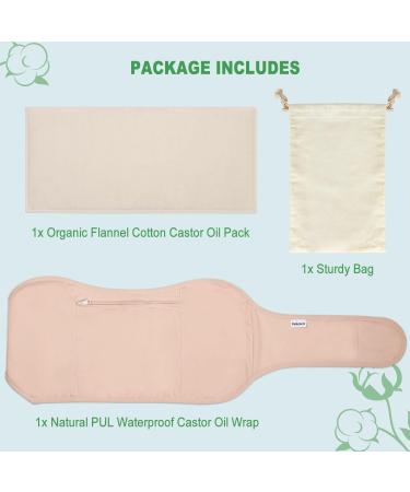 DEROWN Castor Oil Packs for Liver Detox, Less Mess Made of Organic Cotton Flannel & Waterproof PUL, Reusable Massage Castor Oil Pack Kit with Anti Oil Leak Design (Oil Not Included) - Buy Online on GoSupps.com