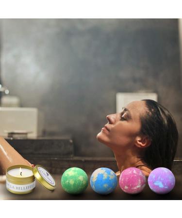 Handmade Lavender & Vanilla Bath Bombs Set - Relaxing Spa Experience with Essential Oils and Scented Candles for Women - Moisturizing Fizzy Bubble Bath Gift - Buy Online on GoSupps.com