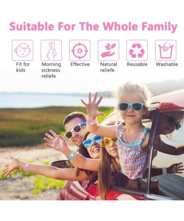 ACWOO Motion Sickness Wristbands - 2 Pairs Anti-Nausea Bands for Kids & Adults | Car & Sea Sickness Relief | Pink & White - Buy Online on GoSupps.com