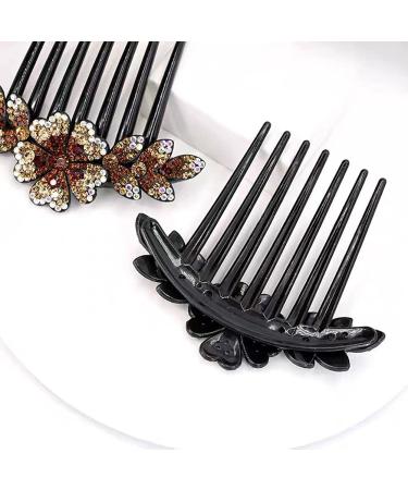 KuuGuu 6 PCS Women Flower Hair Comb Pins Rhinestone Slide Clips - Bride Wedding Headdress Hair Accessories (Pattern_2) - Buy Online on GoSupps.com