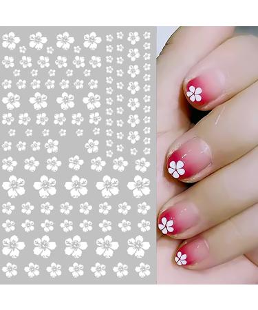 SILPECWEE White Flower Star Heart Nail Stickers - 8 Sheets | 3D Nail Art Decals for DIY & Salon | Manicure Kit with Tweezers - Buy Online on GoSupps.com